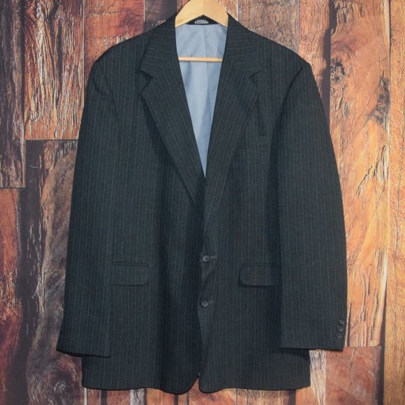 REED ST JAMES Men's Suit Jacket Coat 46L Pants Sz 36 x 30 Gray Pin-Stripe - Picture 2 of 16